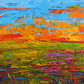 Wildflower Field at Sunset - Modern Impressionist oil palette knife painting